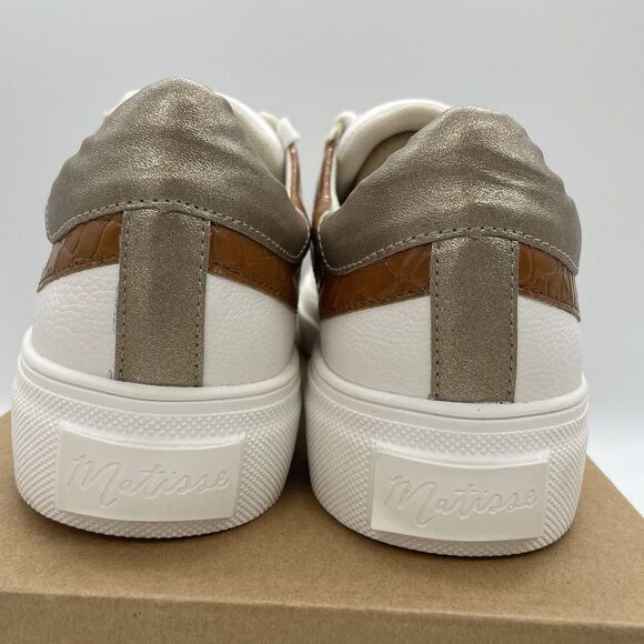 COCONUTS by Matisse Womens Size 9.5 Shoes Tessa Lace Up White Brown Sneakers NEW - Picture 4 of 9